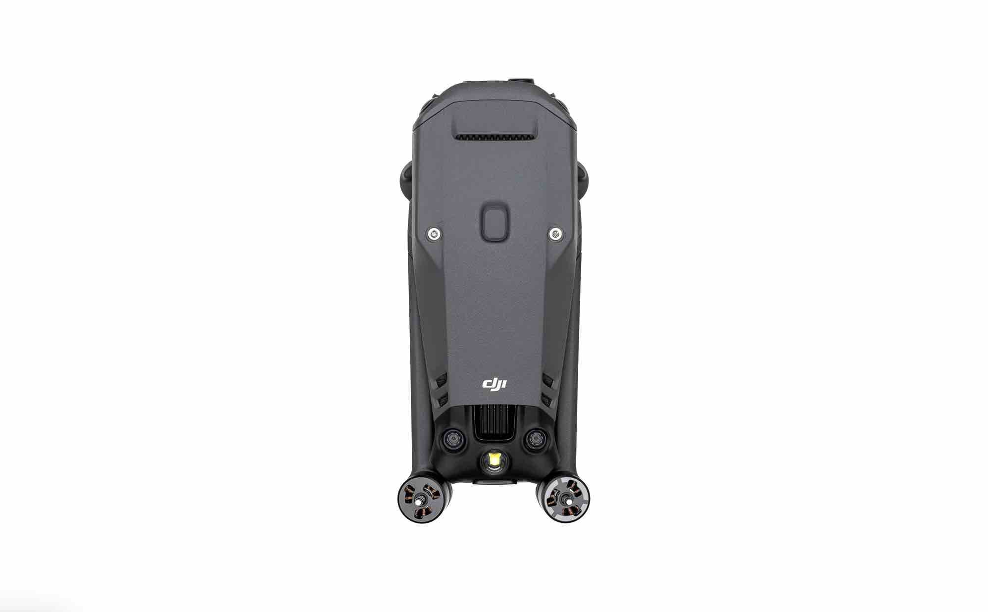 Der DJI Mavic 3 Enterprise Thermal Multikopter (M3T) von DJI Enterprise, von oben gefaltet auf weiß dargestellt, eignet sich ideal für Rettungseinsätze, wenn er mit seiner Wärmebildkamera ausgestattet ist. EU/C2 zertifiziert; inkl. DJI Care Basic Versicherung.