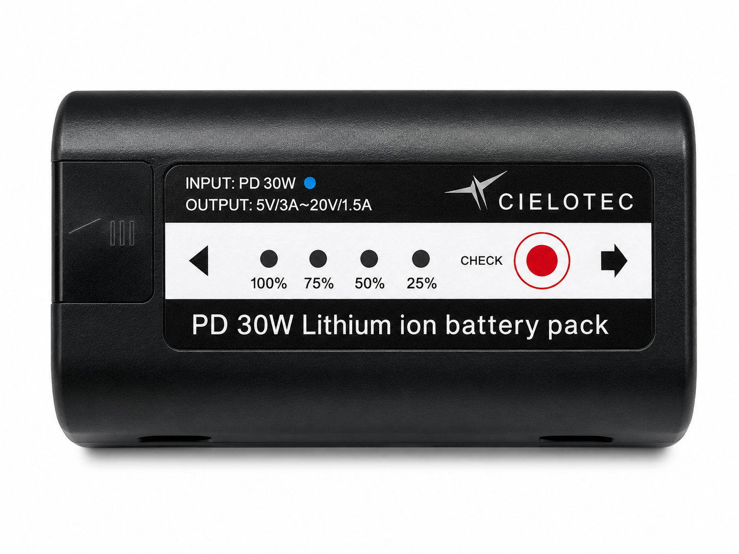 NPF 980 Akku CIELOTEC – 9'800 mAh Monitorakku mit integrierter Ladeelektronik, PD-30W Schnellladung, USB-C & USB-A