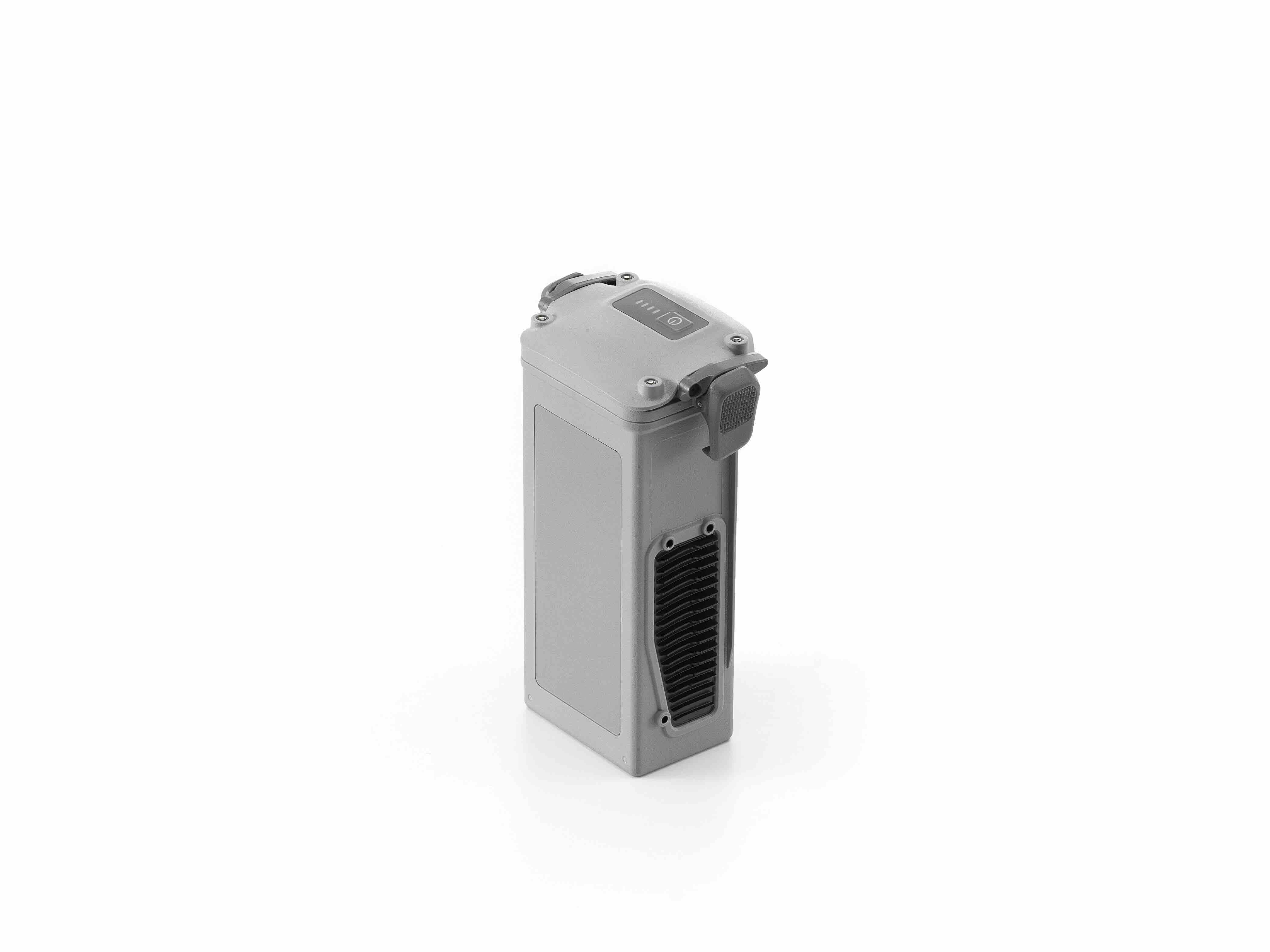 Der DJI Enterprise Akku BPX230-6768-22.14, ein grauer rechteckiger Akkupack mit Griff und LĂĽftungsschlitzen, ist fĂĽr den professionellen Einsatz der DJI Matrice 4D-Serie (M4TD & M4D) konzipiert und auf weiĂźem Hintergrund abgebildet.
