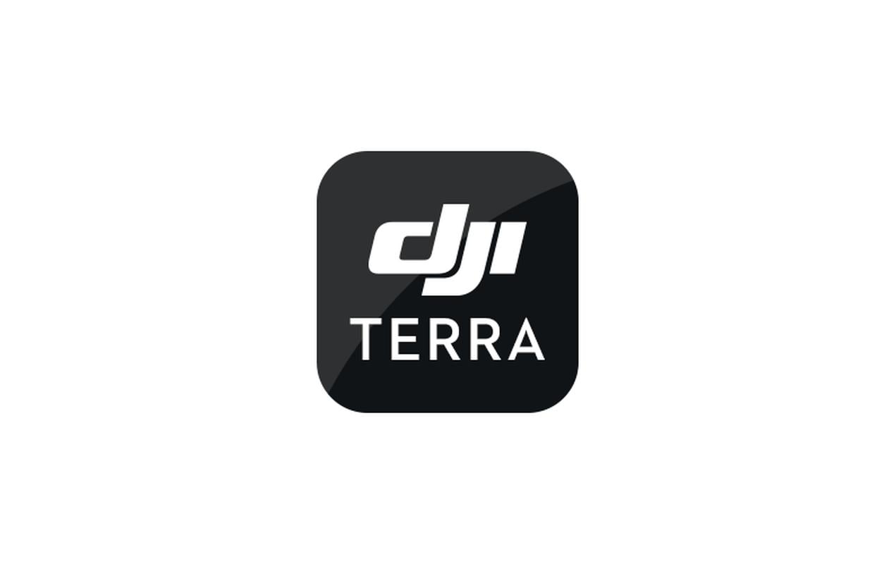 Das Logo der DJI Enterprise Software – Terra Pro – 1 Jahr zeigt „dji“ in fetten, weißen Buchstaben über „TERRA“ auf einem schwarzen, abgerundeten quadratischen Hintergrund und symbolisiert die fortschrittliche Kartierungssoftware zur Verwaltung digitaler Assets von DJI Enterprise.