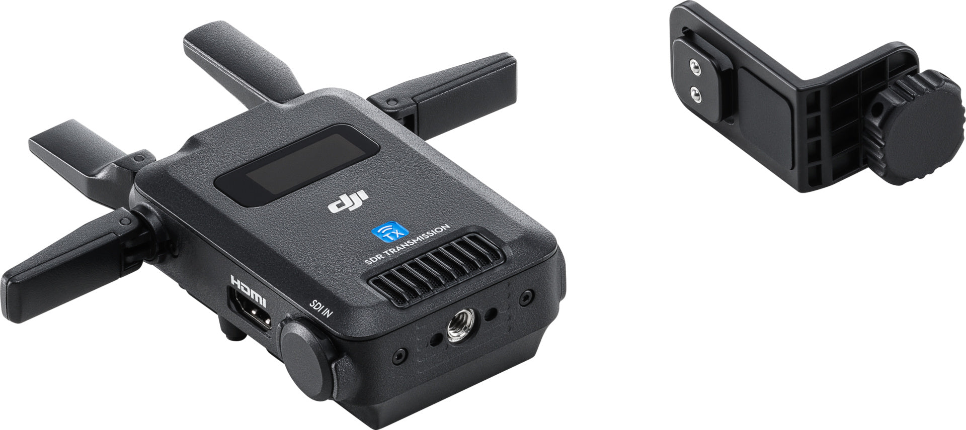 Der DJI Pro Digitale Bildübertragung TX-Sender mit erweiterten Antennen, Anzeigebildschirm und verschiedenen Anschlüssen liefert 1080p FHD über DJI SDR-Übertragung und erreicht in Verbindung mit dem RX-Empfänger eine Reichweite von bis zu 3 km.