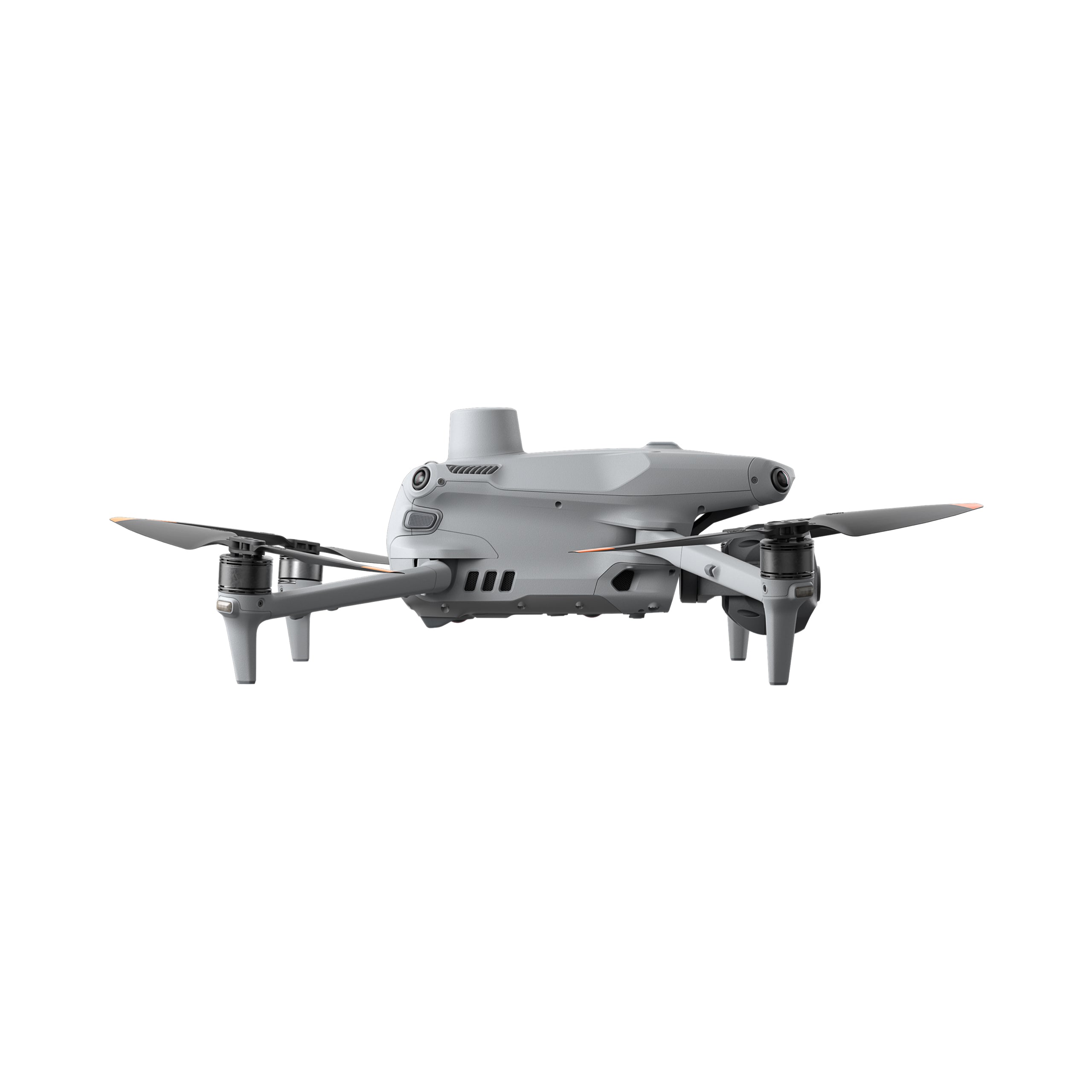 Die Drohne DJI Matrice 4 Thermal (M4T) von DJI Enterprise mit intelligentem Multi-Light-Flaggschiff-Drohnen-System und vier Propellern ist von der Seite vor weißem Hintergrund abgebildet.