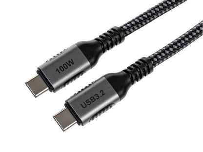 Zwei onit USB-C-Kabel (1 m, Nylon) liegen parallel zueinander auf einem weißen Hintergrund – das eine ist mit „100 W“ für hocheffizientes Laden beschriftet, das andere mit „USB 3.1 Gen 2“ und unterstützt Datenübertragungsraten von bis zu 10 Gbit/s für schnelles Synchronisieren und effizientes Laden.