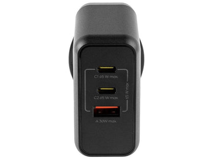 onit 65W GaN Dreifach-USB-C/USB-A Schnellladegerät für Mobilgeräte, Schwarz