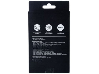 onit USB-Wandladegerät Quad 140 W GaN – 3× USB-C + 1× USB-A (PD 3.1), Schwarz