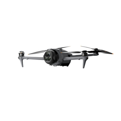 Die graue DJI Consumer Mavic 4 Pro 512GB Creator Combo ist eine Quadcopter-Drohne mit einem 100MP Hasselblad Dreifachkamera-System, die atemberaubende 6K HDR-Videos und -Fotos aufnimmt und bis zu 51 Minuten lang fliegt, isoliert auf einem weißen Hintergrund.